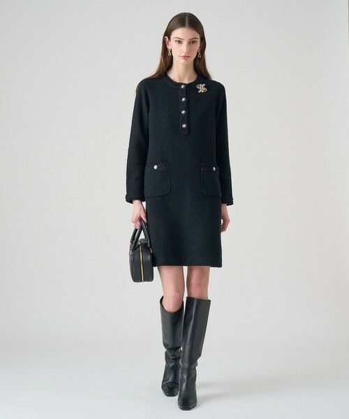 ANAYI / アナイ ミニ丈・ひざ丈ワンピース | ブークレラメツイードボクシー ワンピース | 詳細22