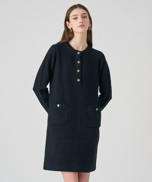 ANAYI / アナイ ミニ丈・ひざ丈ワンピース | ブークレラメツイードボクシー ワンピース | 詳細8