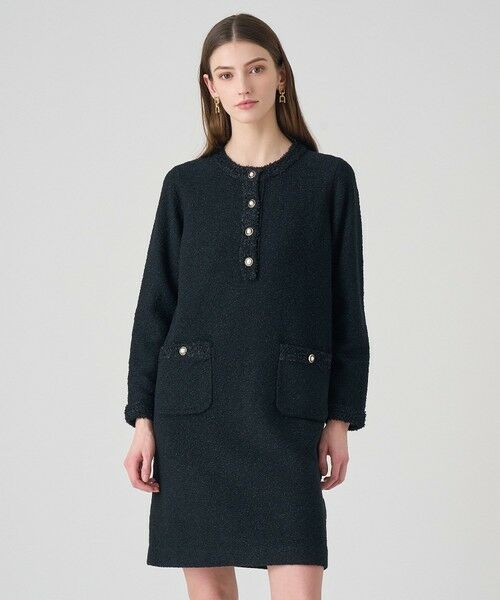 ANAYI / アナイ ミニ丈・ひざ丈ワンピース | ブークレラメツイードボクシー ワンピース | 詳細9