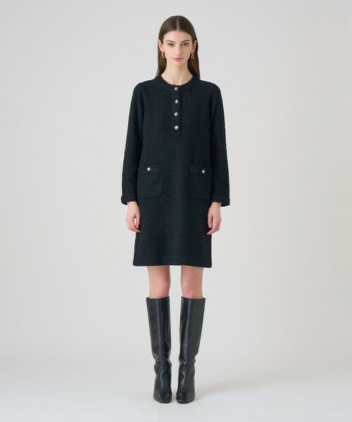 ANAYI / アナイ ミニ丈・ひざ丈ワンピース | ブークレラメツイードボクシー ワンピース | 詳細10