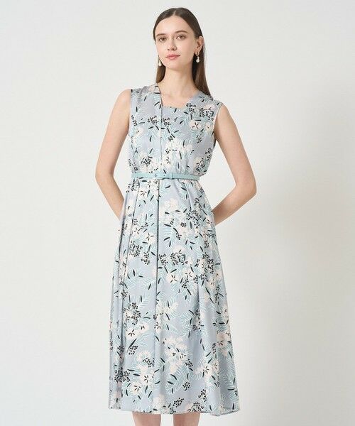 ANAYI / アナイ ロング・マキシ丈ワンピース | アイシーフラワープリントレイヤーネック ワンピース(light grey (91))