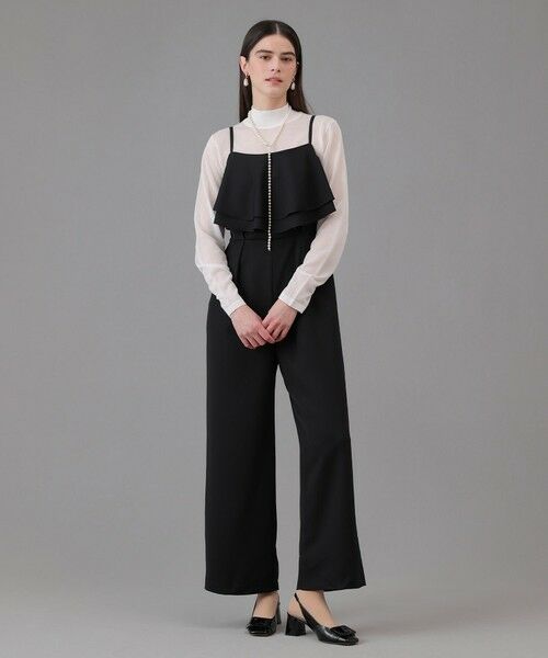 ANAYI / アナイ サロペット・オールインワン | ダブルクロスフリルサロペットパンツ(black (95))