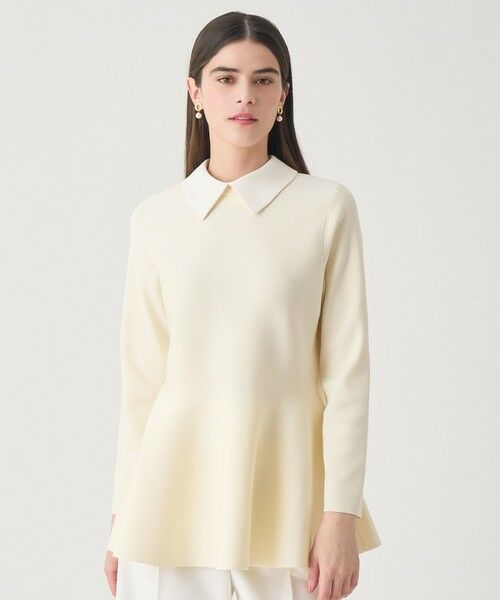 ANAYI / アナイ ニット・セーター | 【Eternal Line 2026】サテン使いフレアヘム プルオーバー(off white (02))