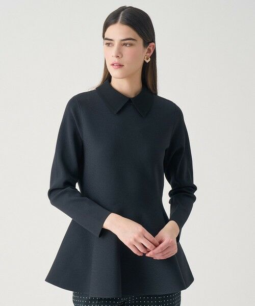 ANAYI / アナイ ニット・セーター | 【Eternal Line 2026】サテン使いフレアヘム プルオーバー(navy (65))