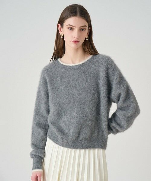 ANAYI / アナイ ニット・セーター | ファー加工バイカラー プルオーバー(grey (92))