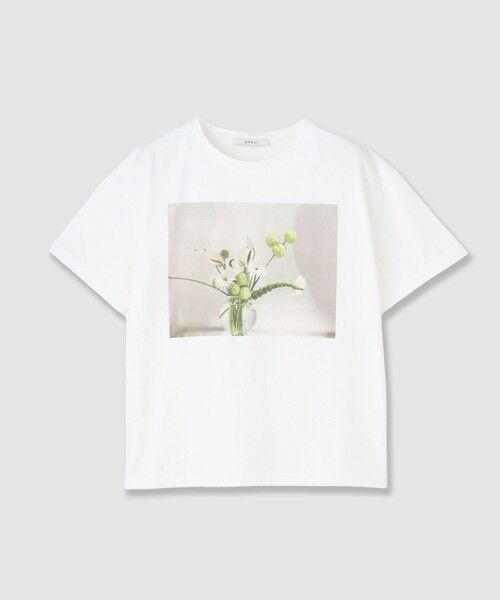 ANAYI / アナイ Tシャツ | Sコットン天竺フラワープリントTシャツ（white (01)）
