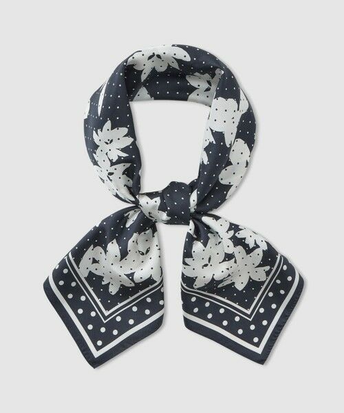 ANAYI / アナイ バンダナ・スカーフ | ドットフラワープリントスカーフ（navy (67)）