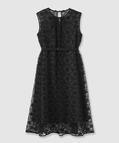 フラワー刺繍Aラインワンピース