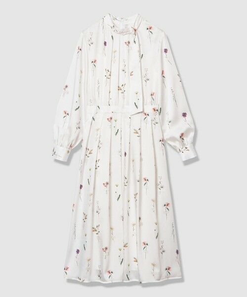 ANAYI / アナイ ロング・マキシ丈ワンピース | ボタニカルサテンプリントタック ワンピース（white (01)）