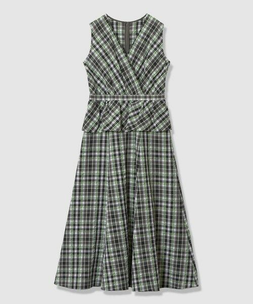 ANAYI / アナイ ロング・マキシ丈ワンピース | グリーンチェックカシュクール ワンピース | 詳細2