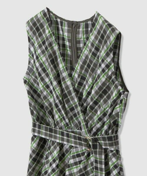 ANAYI / アナイ ロング・マキシ丈ワンピース | グリーンチェックカシュクール ワンピース | 詳細3