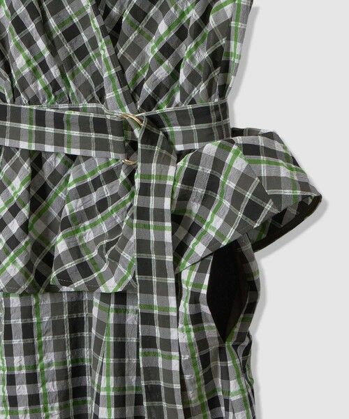 ANAYI / アナイ ロング・マキシ丈ワンピース | グリーンチェックカシュクール ワンピース | 詳細4