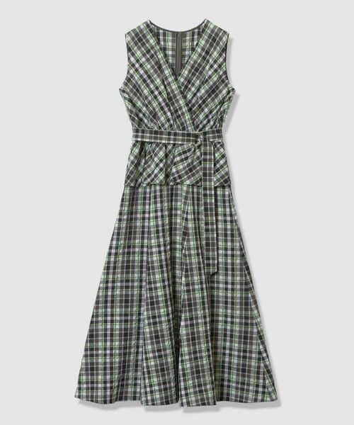 ANAYI / アナイ ロング・マキシ丈ワンピース | グリーンチェックカシュクール ワンピース（green (71)）