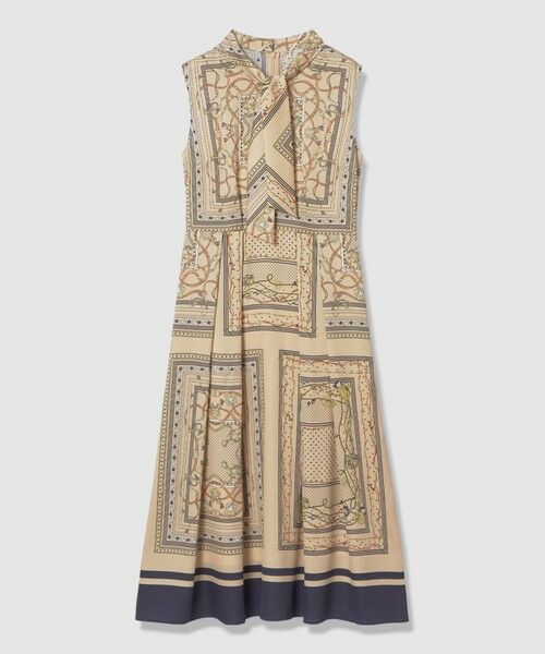 ANAYI / アナイ ミニ丈・ひざ丈ワンピース | スカーフプリントボウタイ ワンピース（beige (11)）