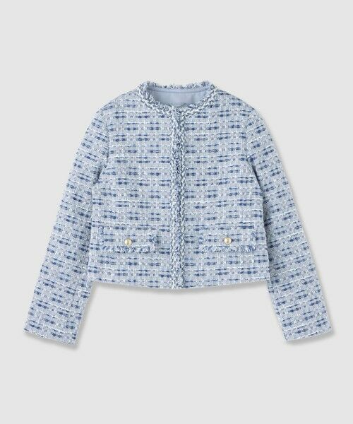 ANAYI / アナイ ノーカラージャケット | 【Eternal Line 2026】ミックスツイードノーカラー ジャケット（blue mix (68)）