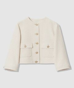 ANAYI / アナイ ノーカラージャケット | 【セットアップ対象商品】ドビーツイードノーカラーブルゾン