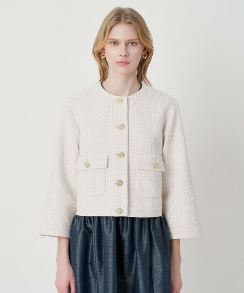 ANAYI / アナイ ノーカラージャケット | 【セットアップ対象商品】ドビーツイードノーカラーブルゾン | 詳細4