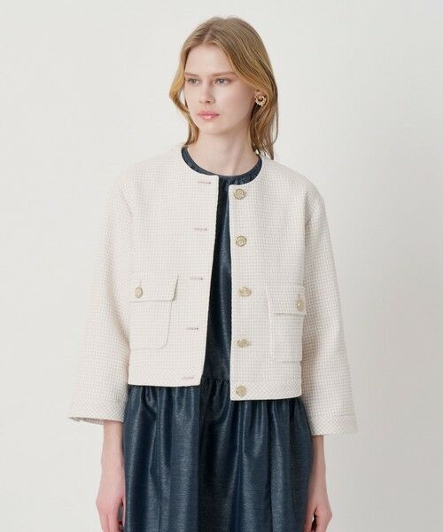 ANAYI / アナイ ノーカラージャケット | 【セットアップ対象商品】ドビーツイードノーカラーブルゾン | 詳細8