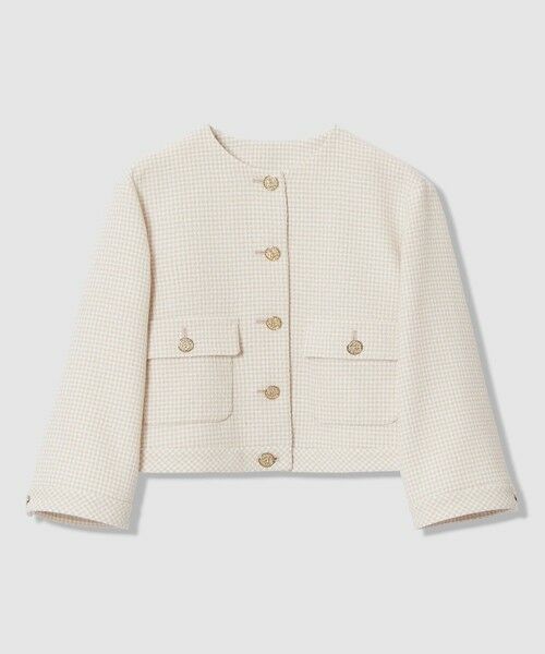 ANAYI / アナイ ノーカラージャケット | 【セットアップ対象商品】ドビーツイードノーカラーブルゾン（beige (11)）