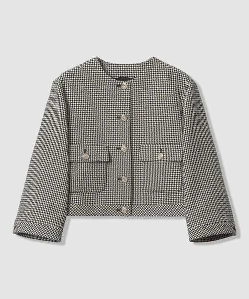 ANAYI / アナイ ノーカラージャケット | 【セットアップ対象商品】ドビーツイードノーカラーブルゾン（black (95)）