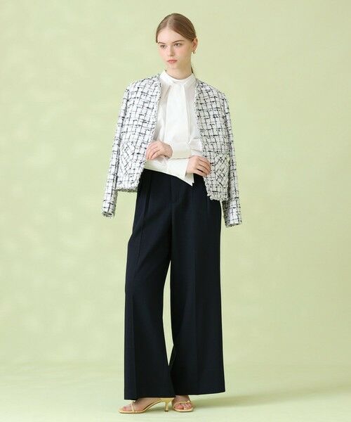 ANAYI / アナイ チノ・ワークパンツ | 【セットアップ対象商品】オックスストレッチタックワイドパンツ（navy (65)）