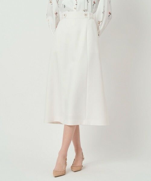ANAYI / アナイ ミニ・ひざ丈スカート | ブライトツイルベルト釦Aライン スカート | 詳細1
