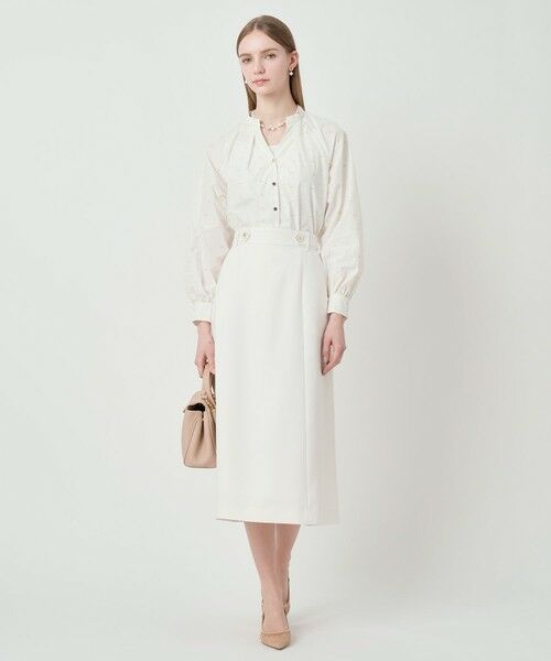 ANAYI / アナイ ミニ・ひざ丈スカート | ブライトツイルベルト釦Aライン スカート | 詳細2