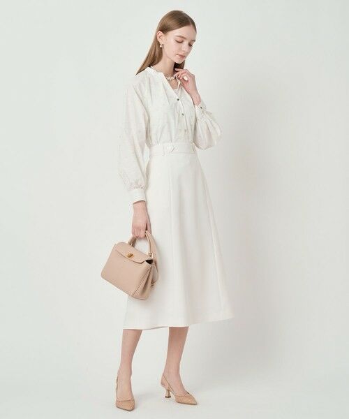 ANAYI / アナイ ミニ・ひざ丈スカート | ブライトツイルベルト釦Aライン スカート | 詳細3