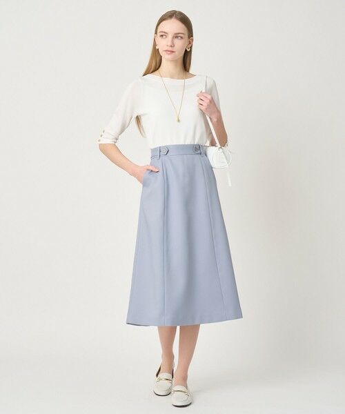 ANAYI / アナイ ミニ・ひざ丈スカート | ブライトツイルベルト釦Aライン スカート | 詳細23