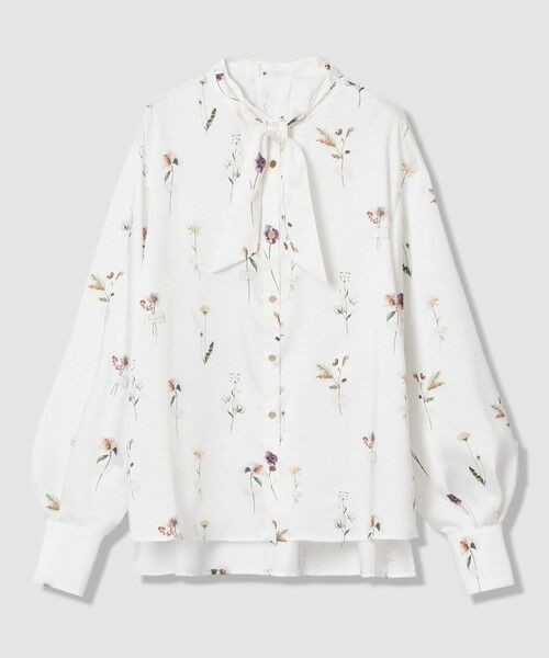 ANAYI / アナイ シャツ・ブラウス | ボタニカルサテンプリントスカーフタイ ブラウス（white (01)）