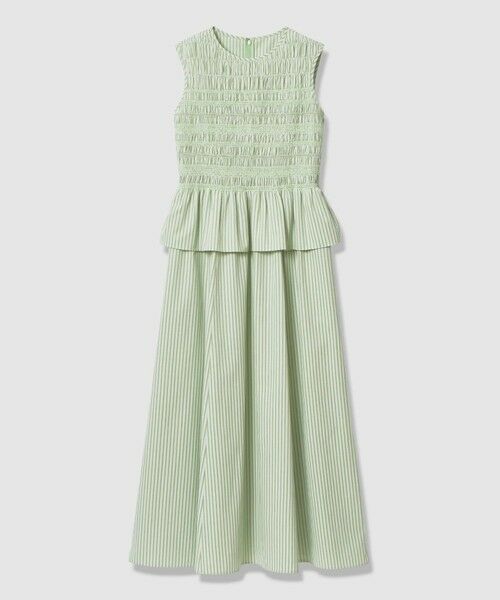 ANAYI / アナイ ミニ丈・ひざ丈ワンピース | カラーストライプスモッキング ワンピース（green (71)）