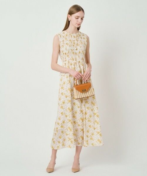 ANAYI / アナイ ミニ丈・ひざ丈ワンピース | フラワードットプリントスモッキング ワンピース | 詳細4