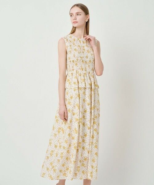 ANAYI / アナイ ミニ丈・ひざ丈ワンピース | フラワードットプリントスモッキング ワンピース | 詳細1