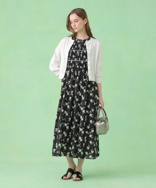 ANAYI / アナイ ミニ丈・ひざ丈ワンピース | フラワードットプリントスモッキング ワンピース | 詳細17