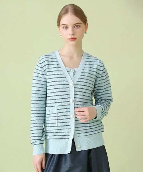 ANAYI / アナイ カーディガン・ボレロ | パウダーボーダー Vカーディガン(blue (61))