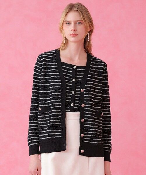 ANAYI / アナイ カーディガン・ボレロ | パウダーボーダー Vカーディガン(black (95))