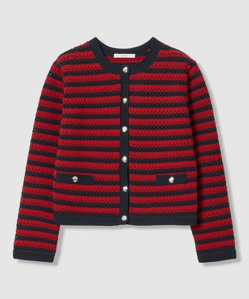 ANAYI / アナイ カーディガン・ボレロ | アイレットボーダー カーディガン（red mix (46)）