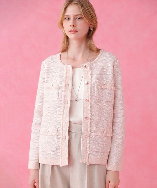 ANAYI / アナイ カーディガン・ボレロ | ミックスツイード ジャケットカーディガン（pink beige (13)）