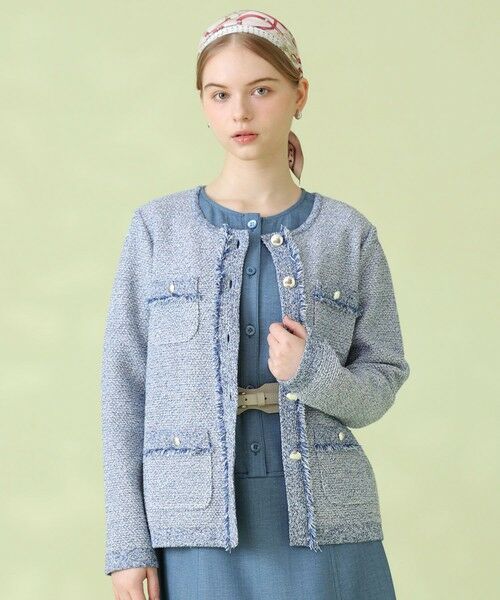 ANAYI / アナイ カーディガン・ボレロ | ミックスツイード ジャケットカーディガン（blue (61)）