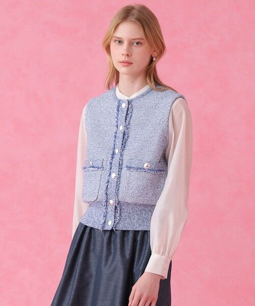 ANAYI / アナイ ニット・セーター | ミックスツイードジレ（blue (61)）