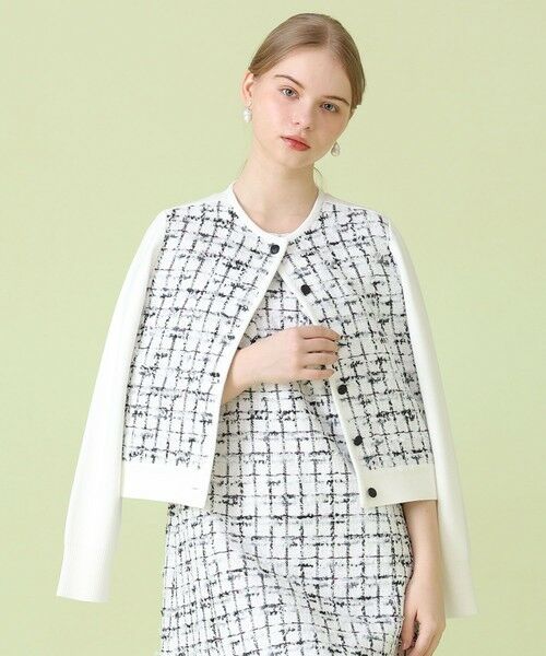 ANAYI / アナイ カーディガン・ボレロ | 【セットアップ対象商品】モノトーンツイードコンビ カーディガン（white mix (08)）
