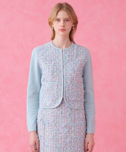 ANAYI / アナイ カーディガン・ボレロ | 【セットアップ対象商品】ブルーミックスツイードコンビ カーディガン | 詳細1