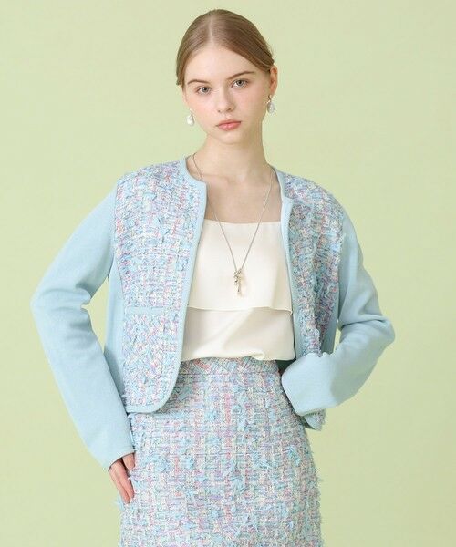 ANAYI / アナイ カーディガン・ボレロ | 【セットアップ対象商品】ブルーミックスツイードコンビ カーディガン（blue (61)）