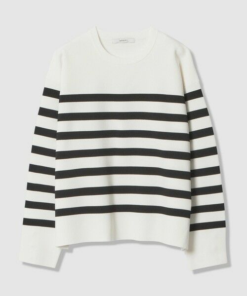 ANAYI / アナイ ニット・セーター | スリーブ釦ボーダー プルオーバー（white mix (08)）