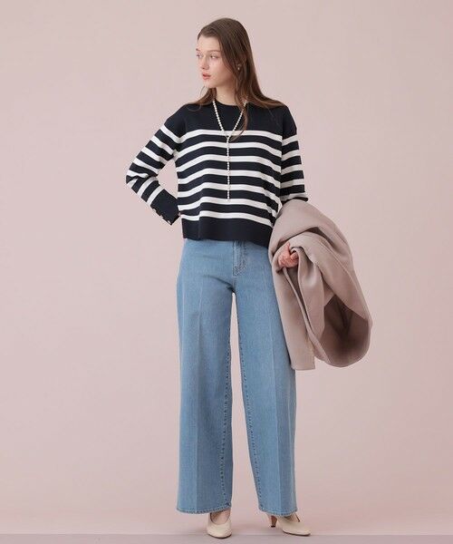 ANAYI / アナイ ニット・セーター | スリーブ釦ボーダー プルオーバー | 詳細11
