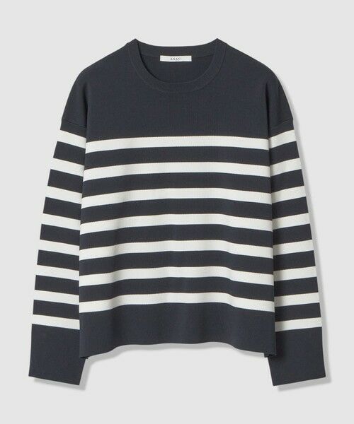ANAYI / アナイ ニット・セーター | スリーブ釦ボーダー プルオーバー（navy (65)）