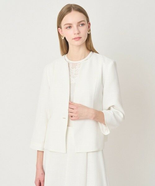 ANAYI / アナイ ノーカラージャケット | 【セットアップ対応商品】カラミリネンライクノーカラー ジャケット | 詳細10