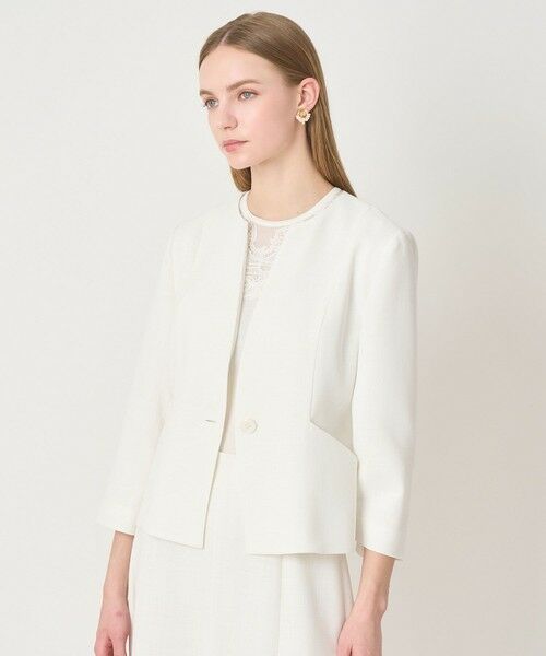 ANAYI / アナイ ノーカラージャケット | 【セットアップ対応商品】カラミリネンライクノーカラー ジャケット | 詳細13