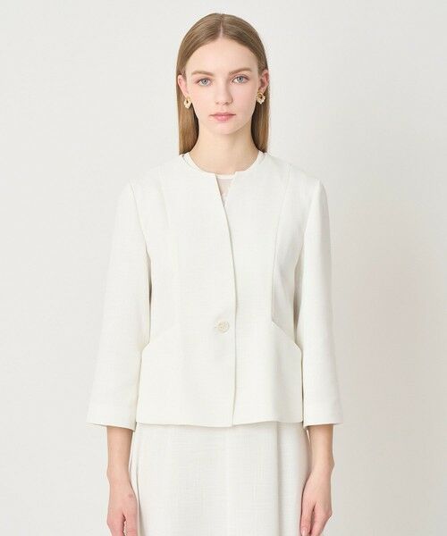 ANAYI / アナイ ノーカラージャケット | 【セットアップ対応商品】カラミリネンライクノーカラー ジャケット | 詳細7