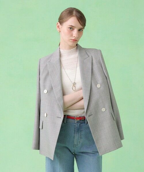 ANAYI / アナイ テーラードジャケット | スラブドビーテーラードダブルジャケット〈セットアップ対応商品〉（light grey (91)）